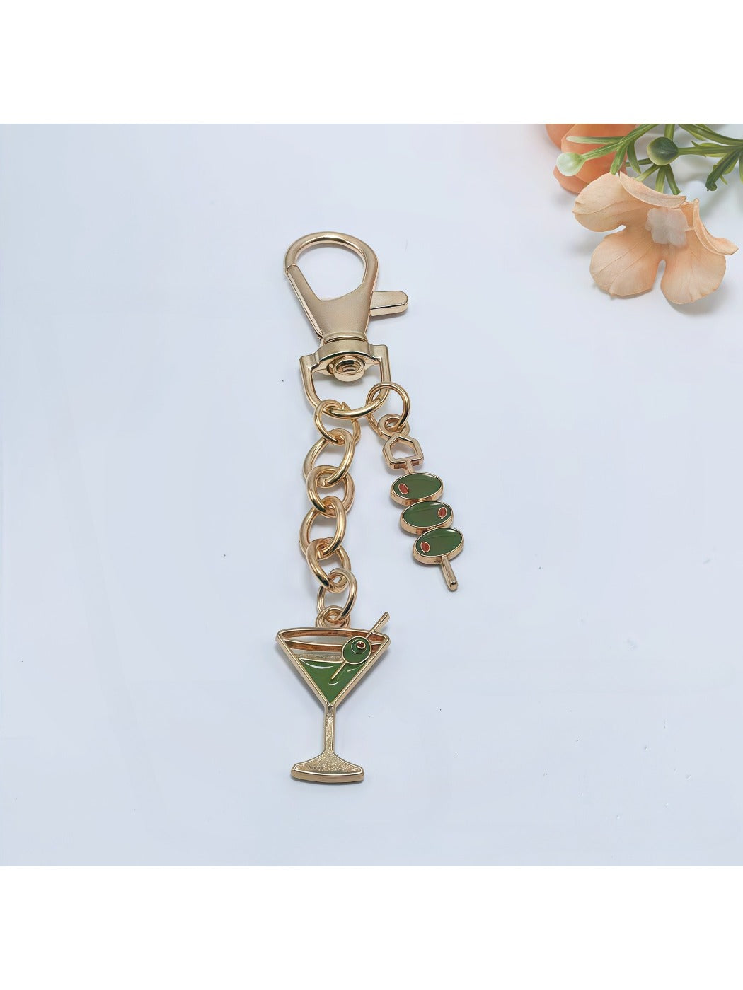 Silver alloy cup-shaped keychain with detailed handle and smooth finish