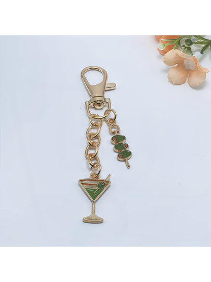 Silver alloy cup-shaped keychain with detailed handle and smooth finish