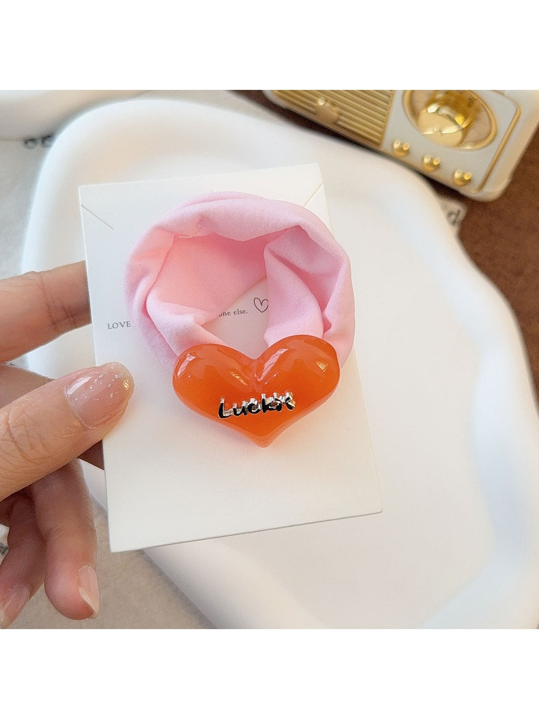 Gifty - Heart Detail Elastic Decorative Hair Tie