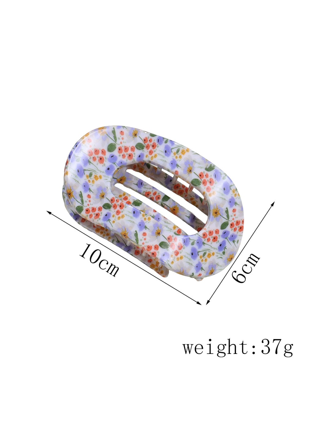 Beau - Floral Print Flat Oval Spring Claw Clip