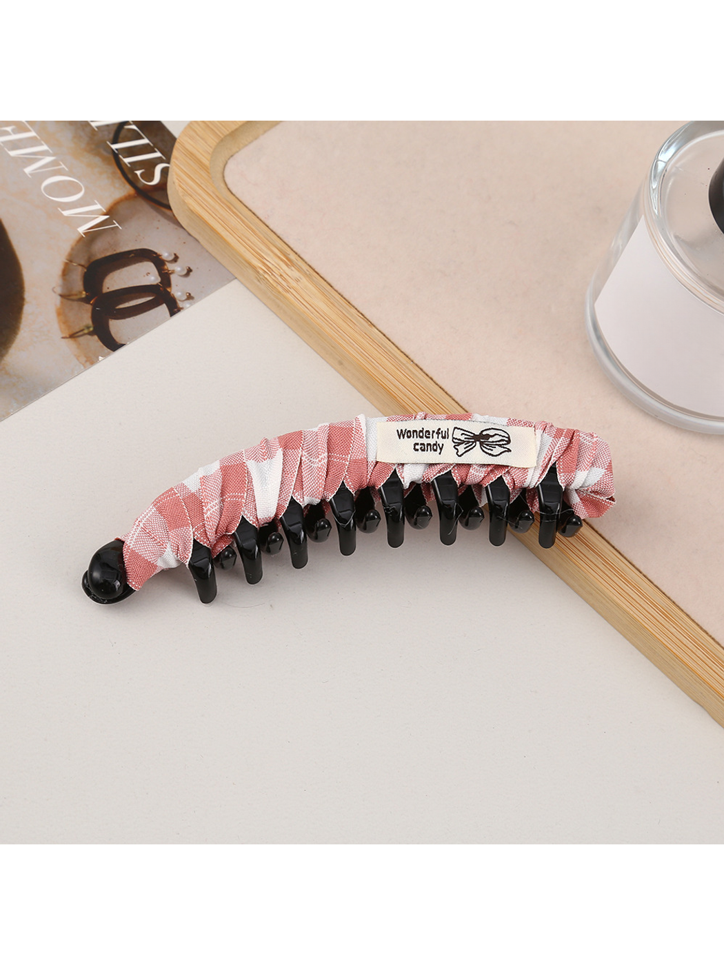 Beau - Retro Plaid Curved Hair Styling Banana Clip