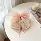 Beau - Layered Bow Floral Pattern Ponytail Claw Clip