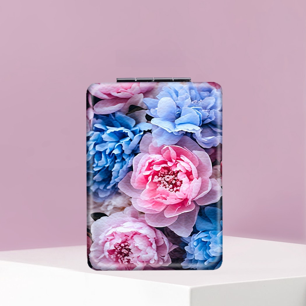 Mirroray - PU Floral Pattern Compact Makeup Mirror
