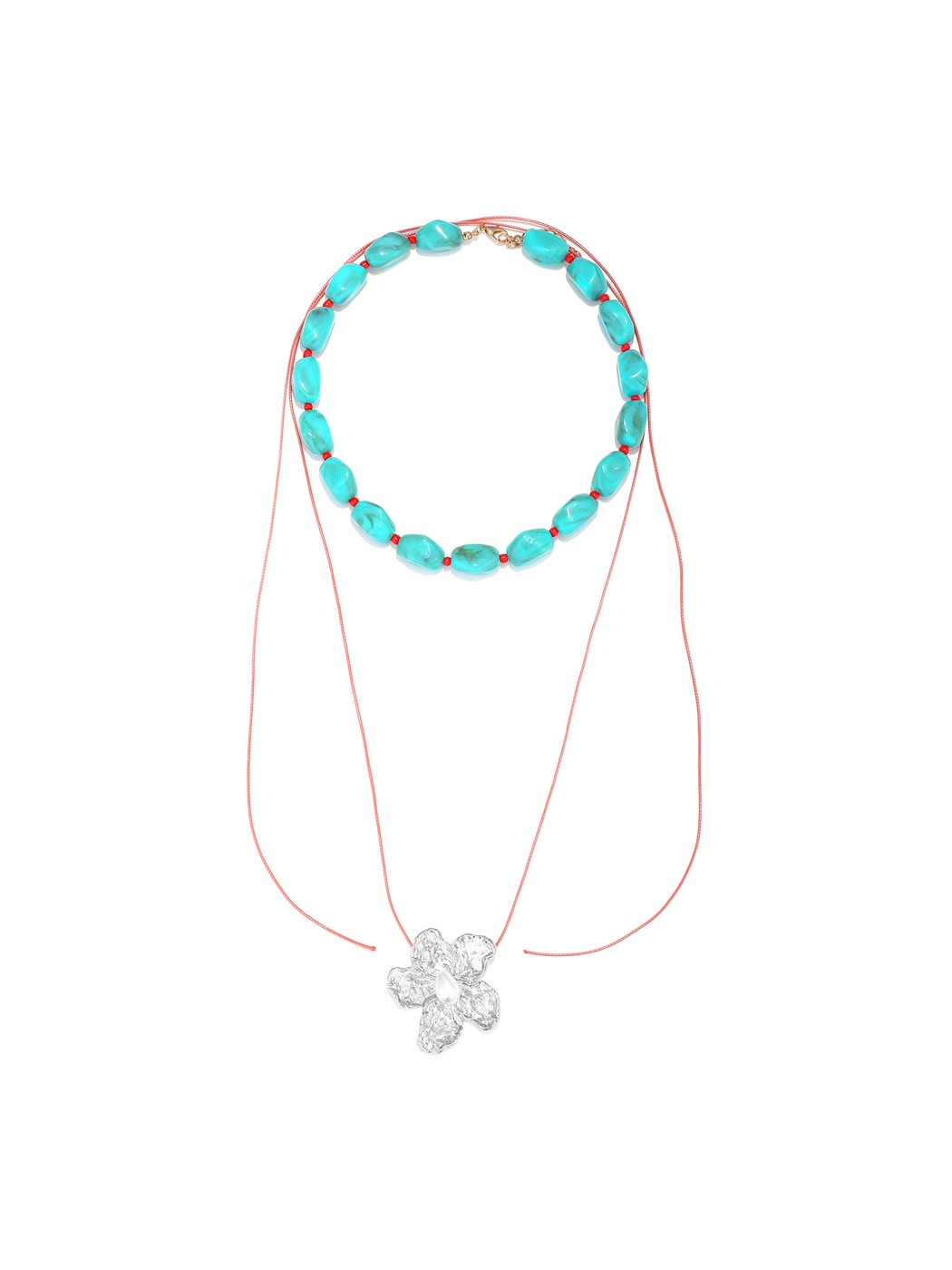 Nozari - Boho Floral Beaded Layered Pendant Necklace