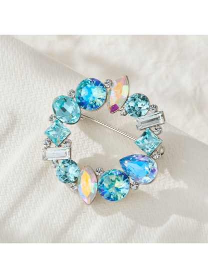 Brovia - Geometric Ring Rhinestone Detail Fashion Brooch
