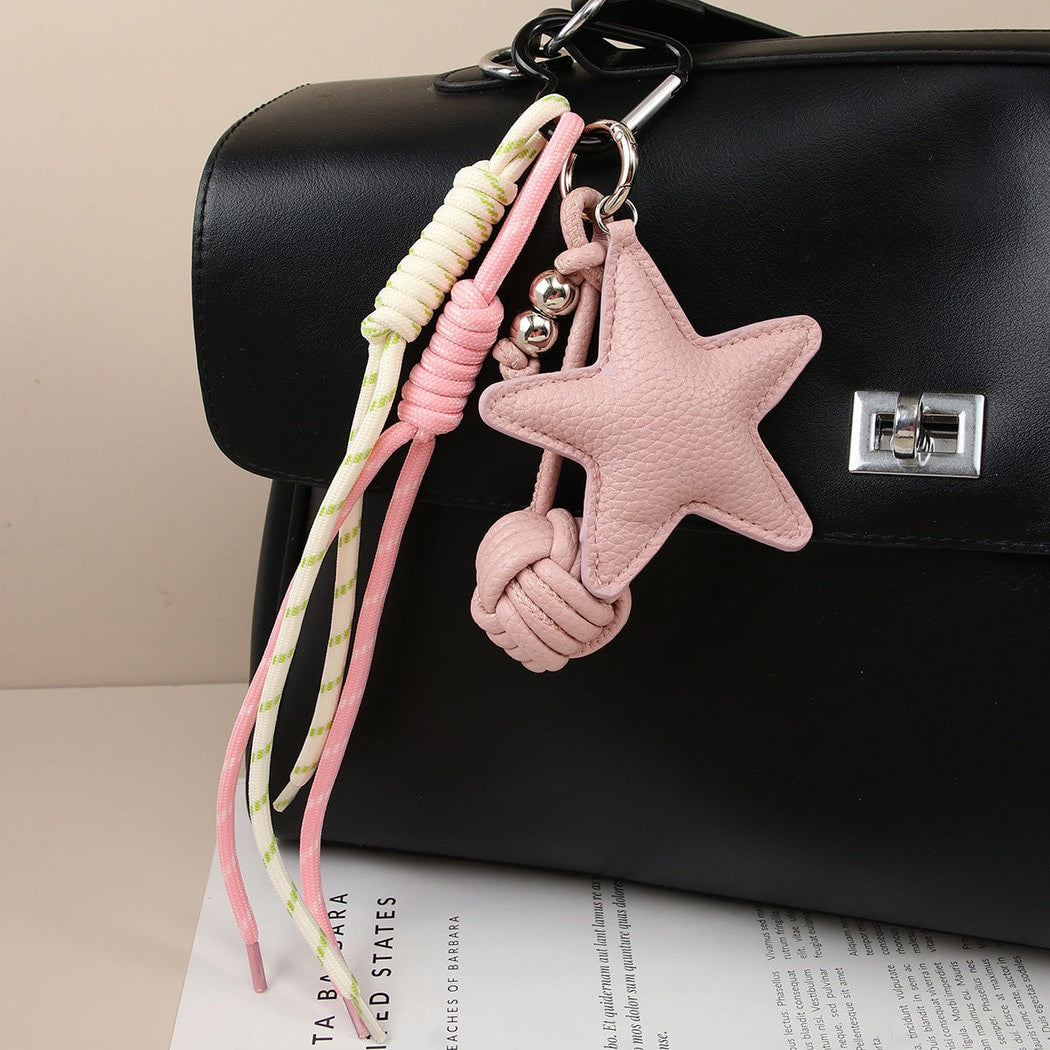Keypus - Star PU Cord Knot Bag Charm Keychain