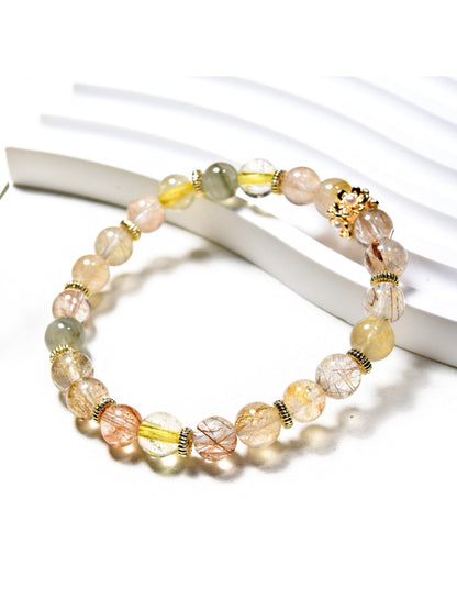Lovra minimalist bracelet with colorful crystal beads on a white background