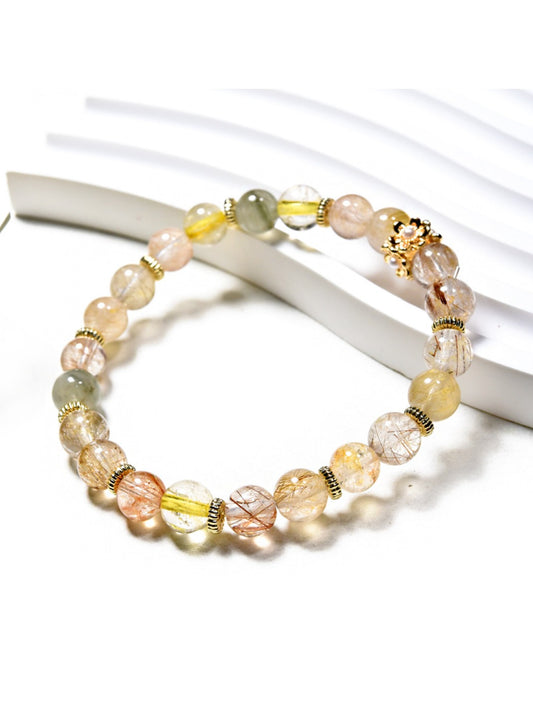 Lovra minimalist bracelet with colorful crystal beads on a white background