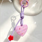 Keypus - Heart Pendant Bag Charm Alloy Cord Loop Keychain