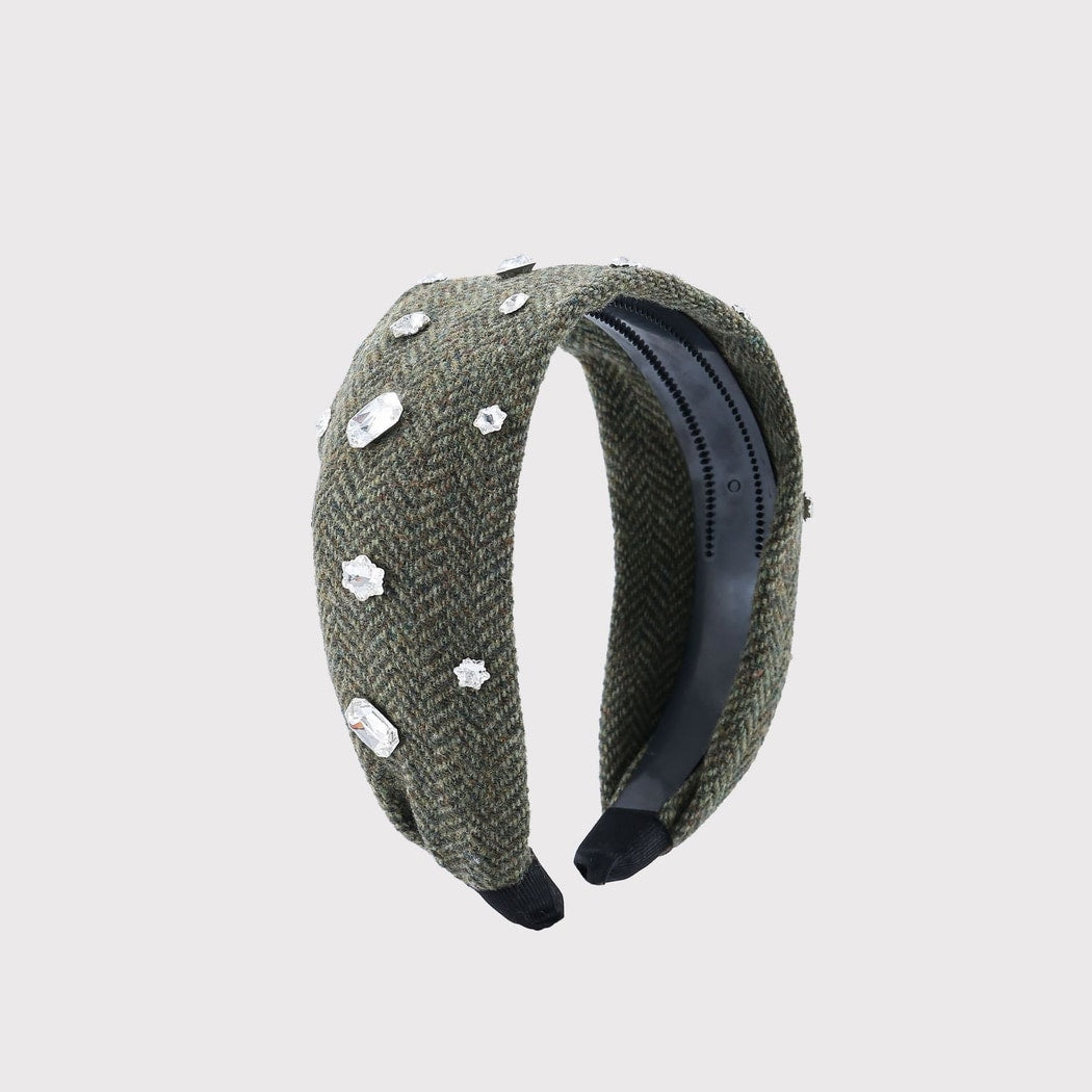 Gifty - Vintage Dark Green Tweed Wide Headband