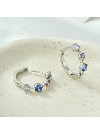 Earedge - Gradient Rainbow Rhinestones Geometric Earrings