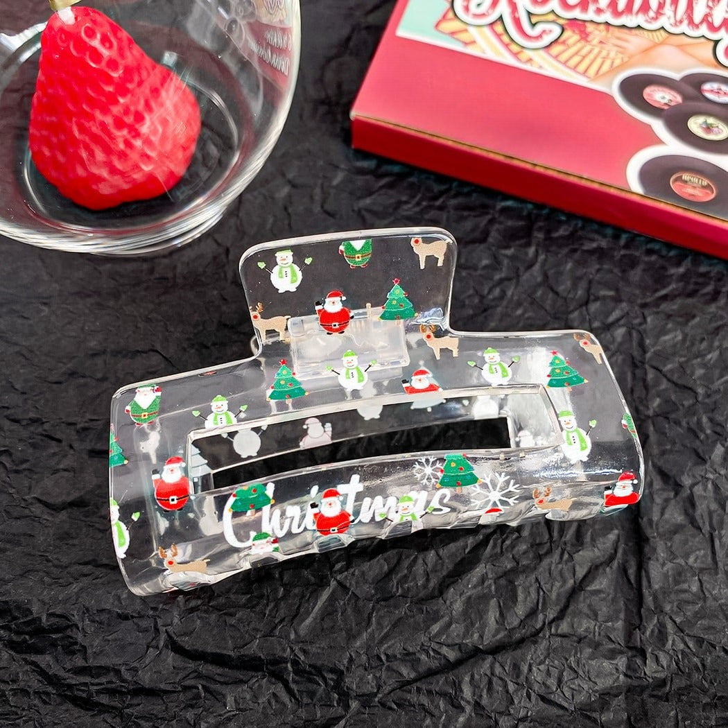 Beau - Christmas Theme Print Openwork Claw Clip