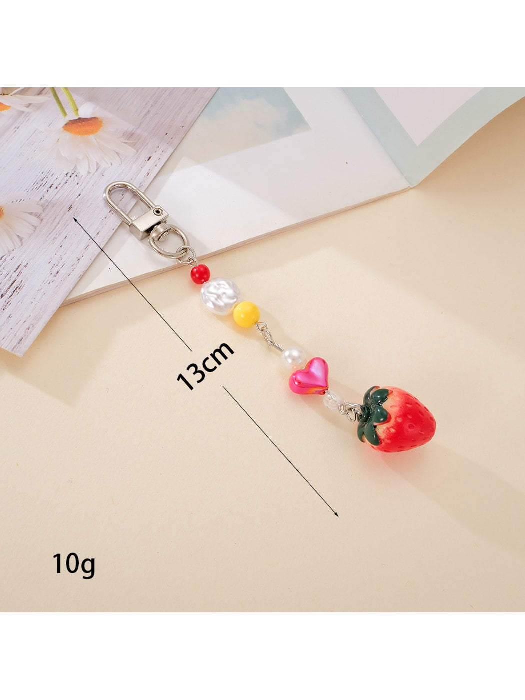 Keypus - Acrylic Beaded Tomato Phone Charm Keychain