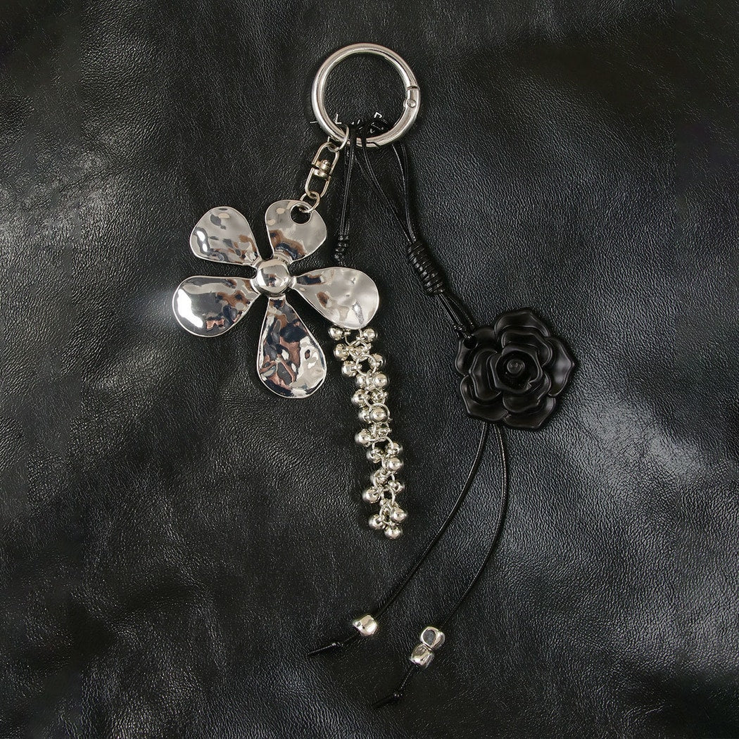 Keypus - PU Alloy Flower Pendant Bag Charm Keychain