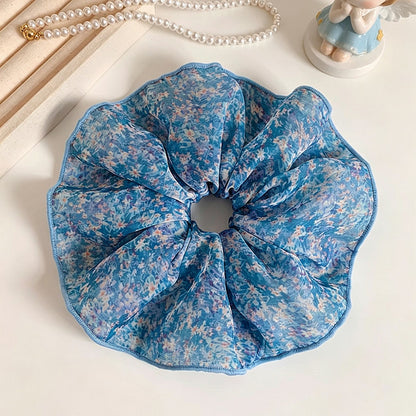Gifty - Floral Mesh Ruffle Edge Polyester Scrunchie