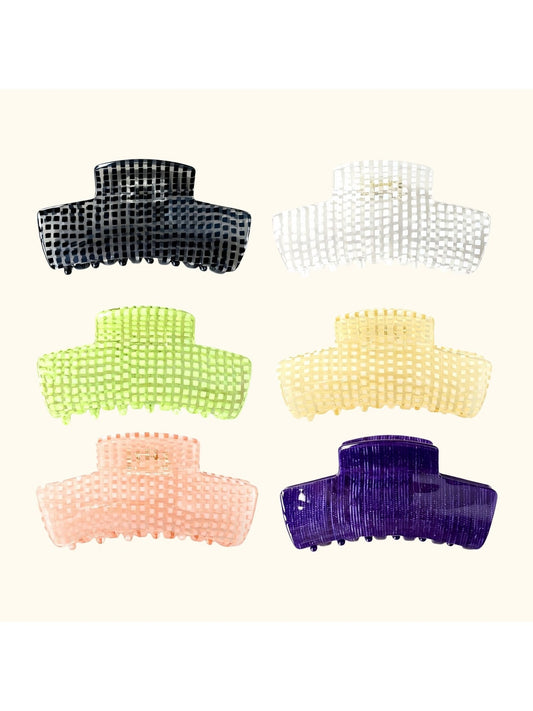 Beau - Checker Pattern Acetate Fiber Claw Clip