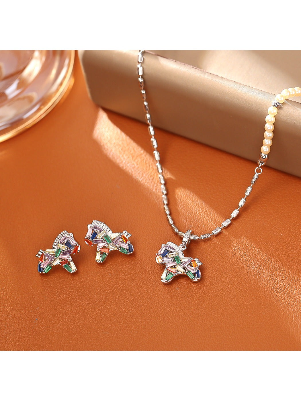 Earedge - Colorful Pony Earrings and Necklace
