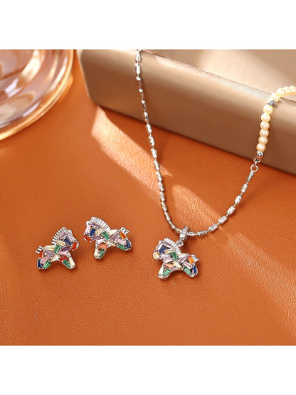 Earedge - Colorful Pony Earrings and Necklace