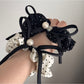 Gifty - Satin Look Ruffled Bow Accent Scrunchie