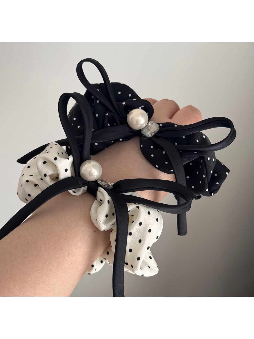 Gifty - Satin Look Ruffled Bow Accent Scrunchie