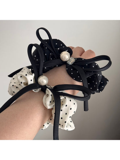 Gifty - Satin Look Ruffled Bow Accent Scrunchie
