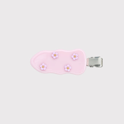 Beau - Glossy Pink Wavy Flower Hair Clip