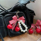 Keypus - Cherry Bow Bag Charm Keychain with Lace Detail