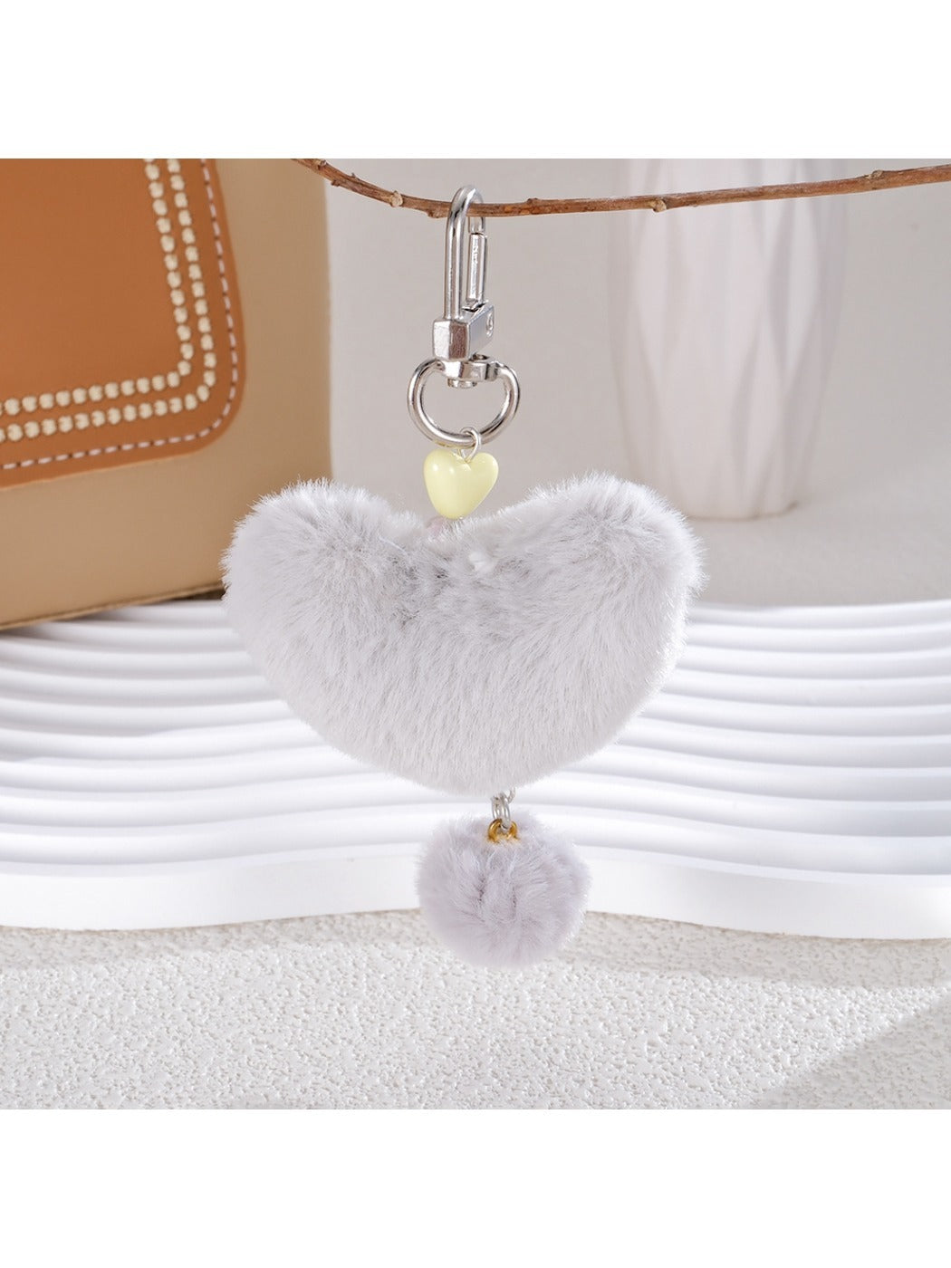 Keypus - Heart Fluffy Pom Pom Keychain