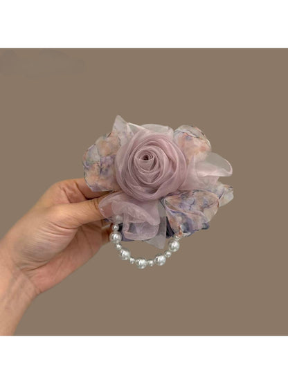 Gifty - Mesh Flower Polyester Decorative Hair Tie