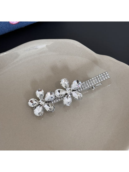 Beau - Alloy Rhinestone Flower Side Bangs Hair Clip