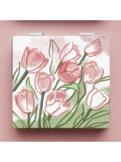 Mirroray - Floral Print Square Compact Mirror