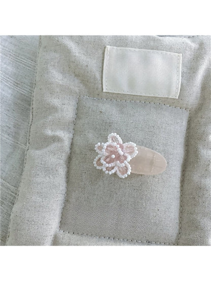 Beau - Pink Beaded Flower Hair Clip
