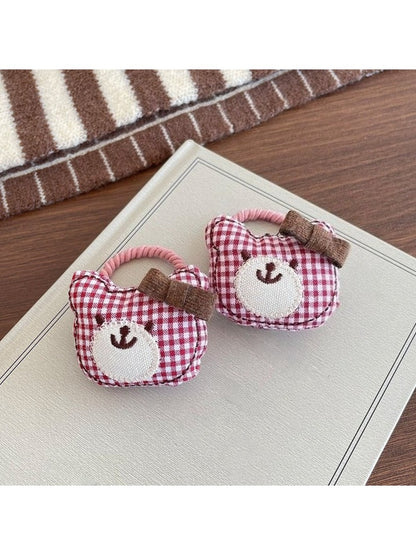 Gifty - Adorable Plaid Bear Hair Tie Set