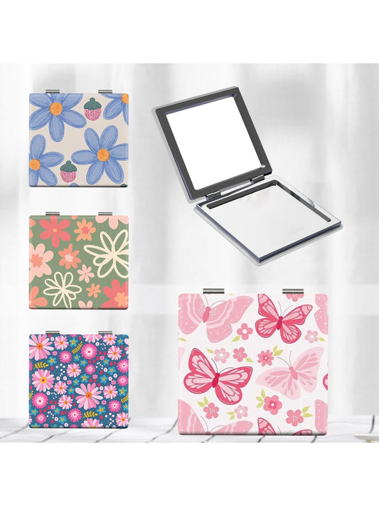 Mirroray - Butterfly Floral Print Folding Makeup Mirror