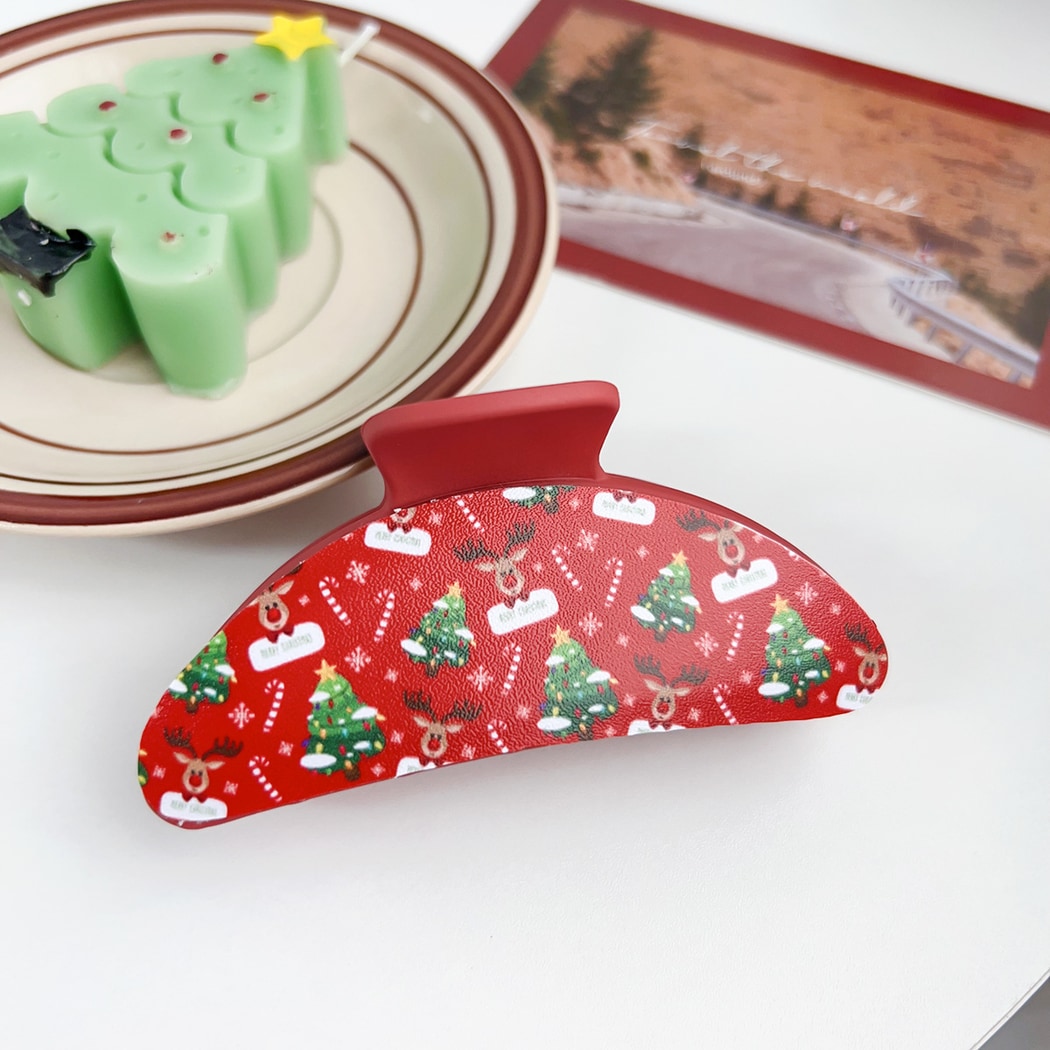 Beau - Classic Christmas Theme Print Claw Clip