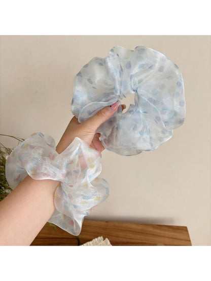 Gifty - Sheer Polka Dot Mesh Look Polyester Scrunchie