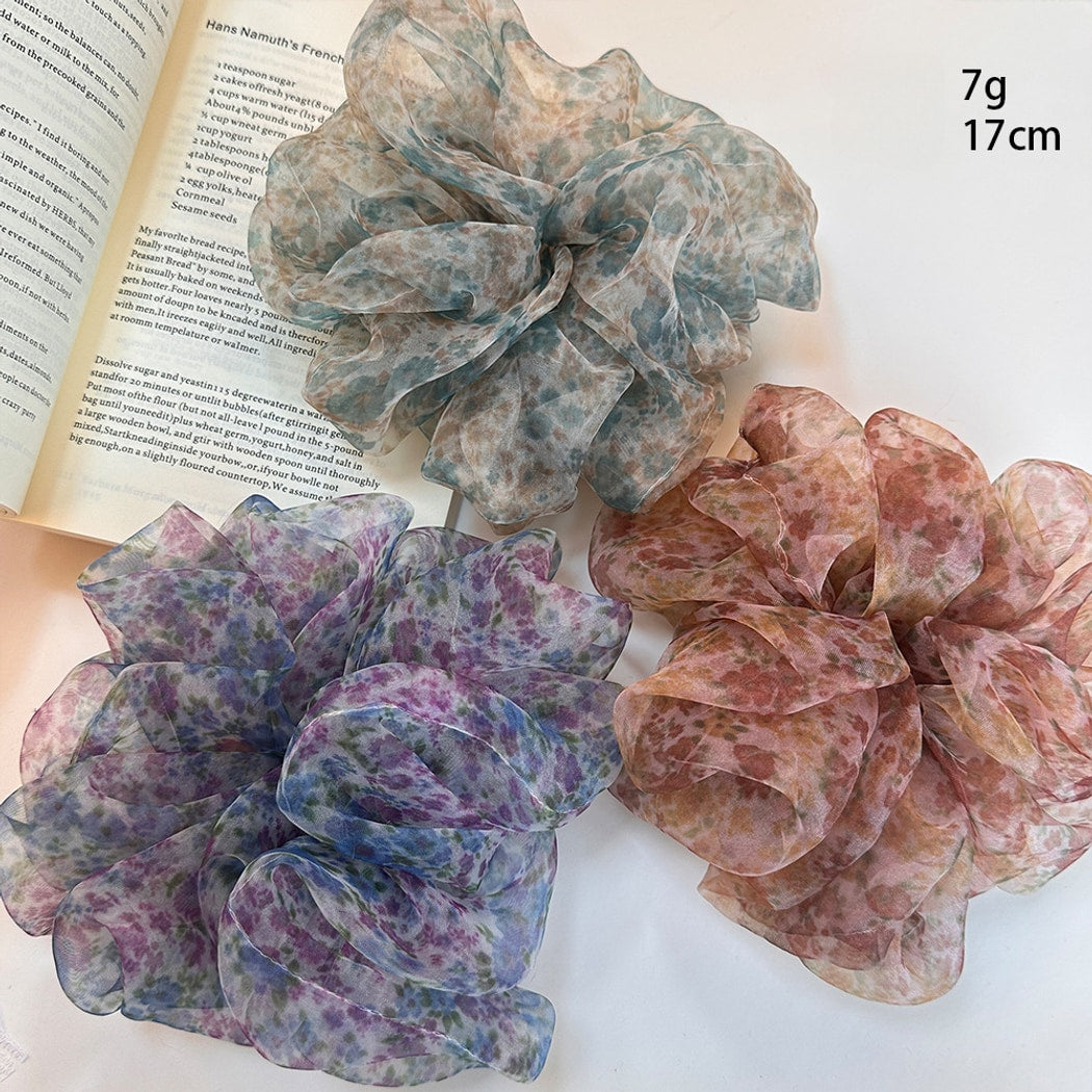 Gifty - Soft Floral Print Ruffle Scrunchie