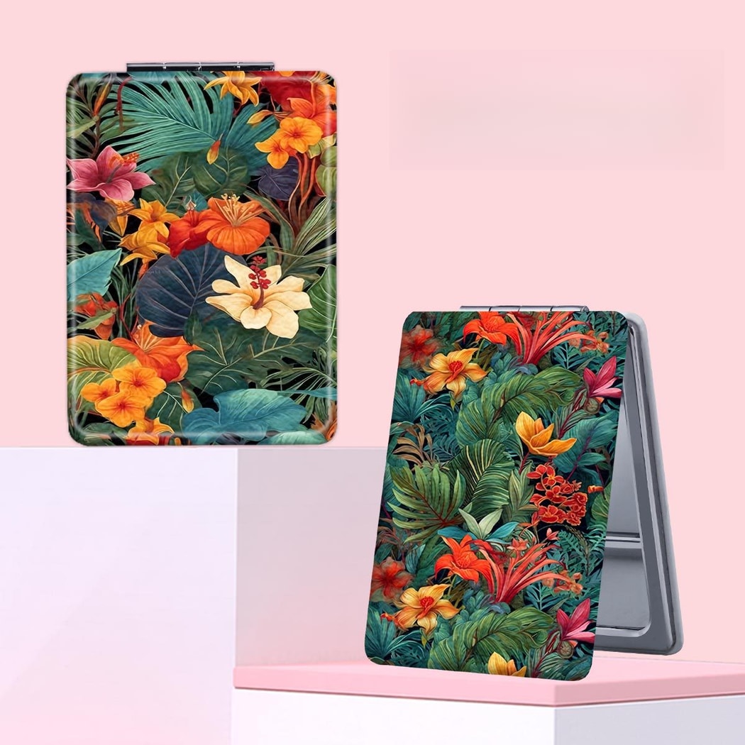 Mirroray - Tropical Floral Print Folding Makeup Mirror