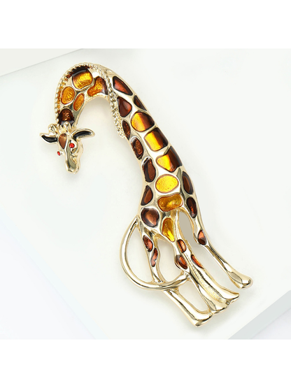 Brovia - Enamel Giraffe Animal Alloy Fashion Brooch