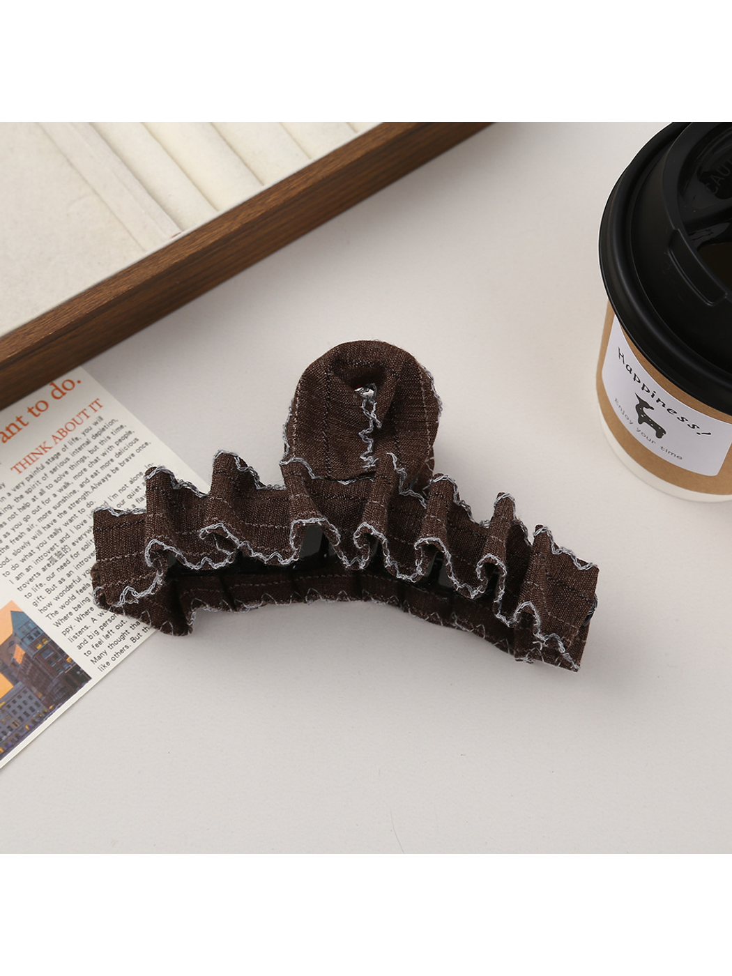 Beau - Pleated Heart Detail Claw Hair Clip