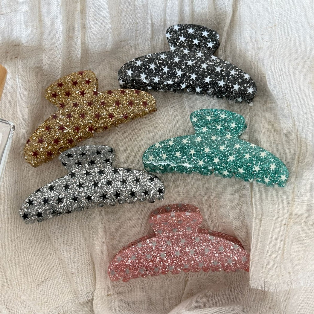 Beau - Star Pattern Shimmer Acrylic Hair Claw Clip