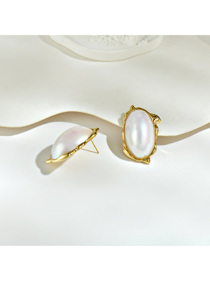 Earedge - Oval Earrings With Iridescent Finish