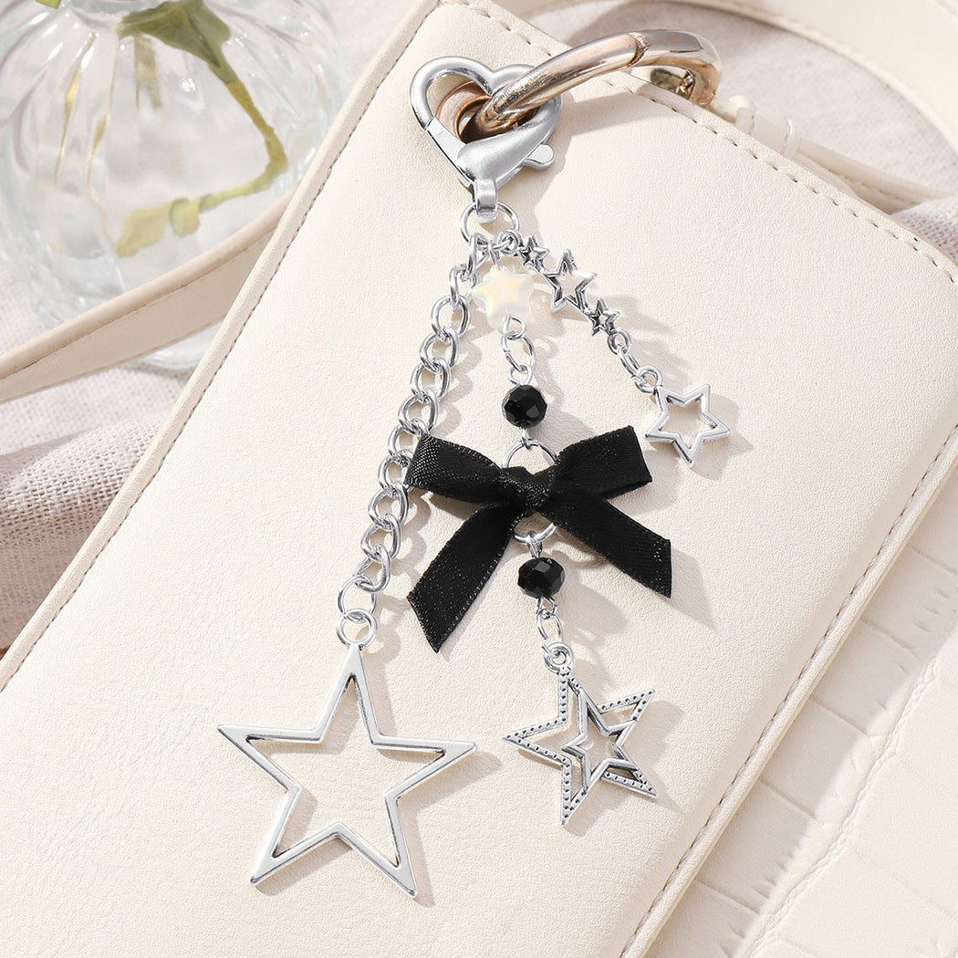 Keypus - Y2K Silver Tone Star Bow Keychain