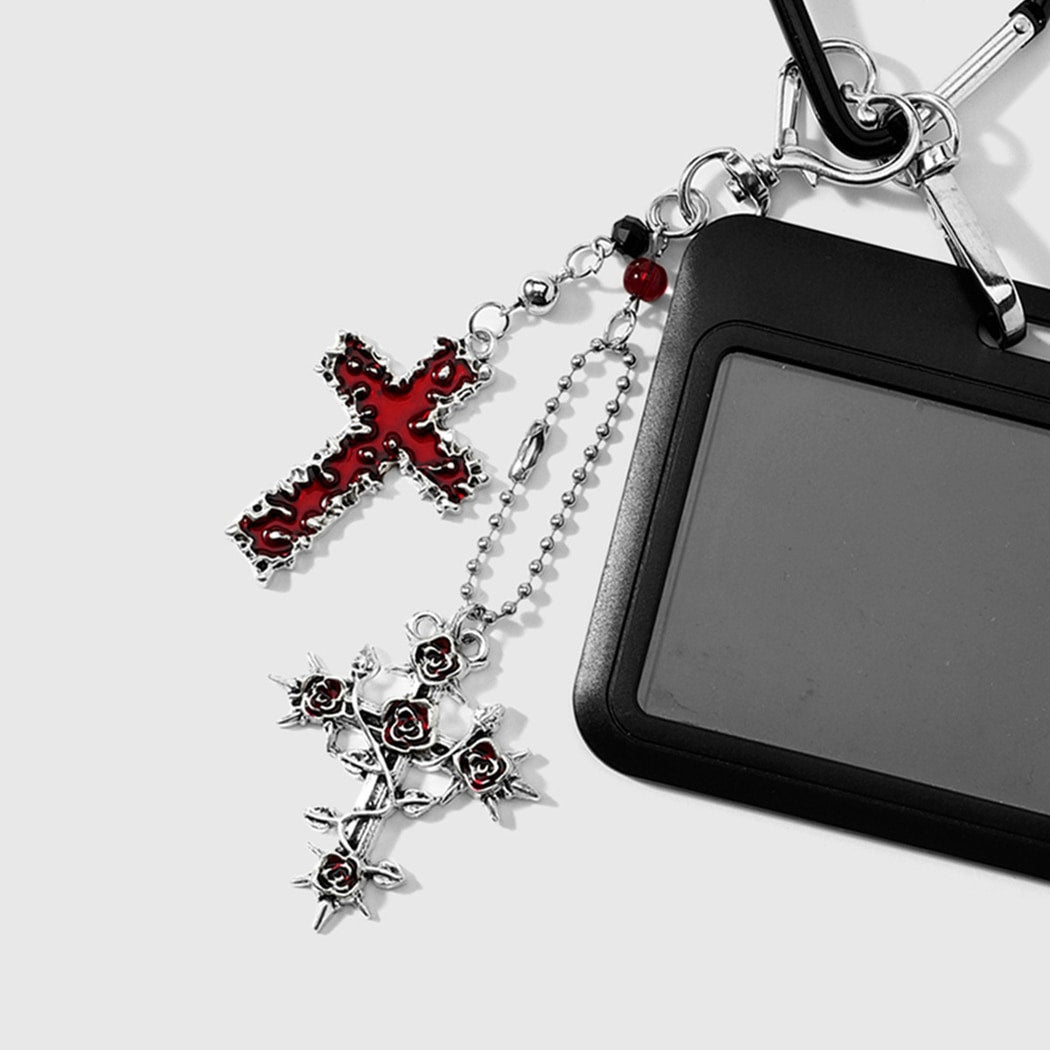 Keypus - Y2K Dark Wing and Cross Keychain