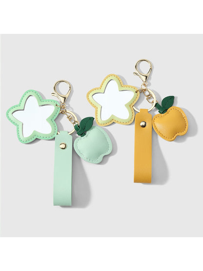 Keypus - Faux Leather Flower Mirror Keychain
