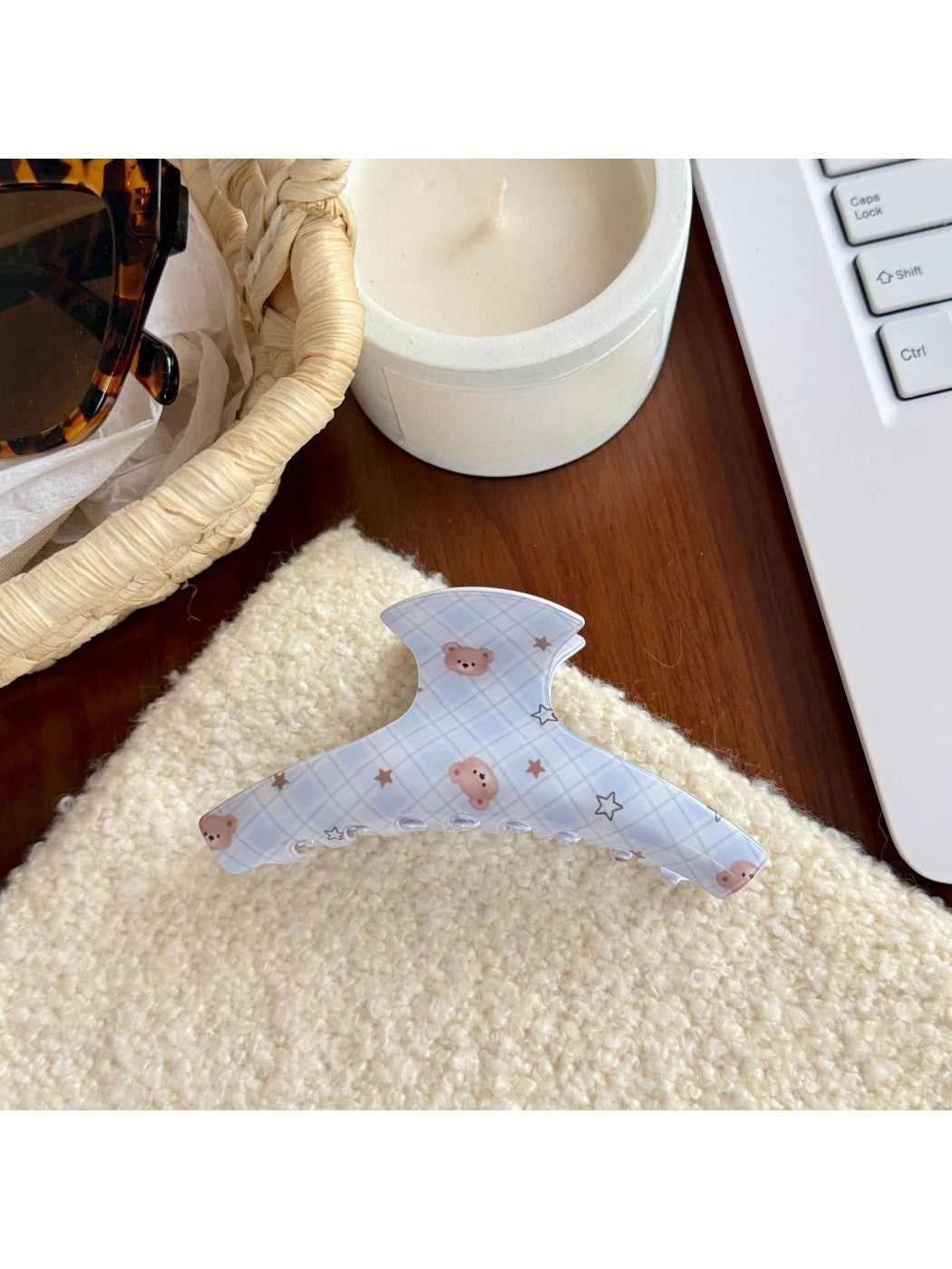 Beau - Sweet Plaid Bear Design Hair Claw Clip