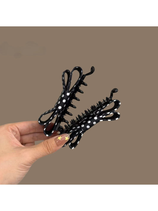 Beau - Bow Detail Polka Dot Banana Clip