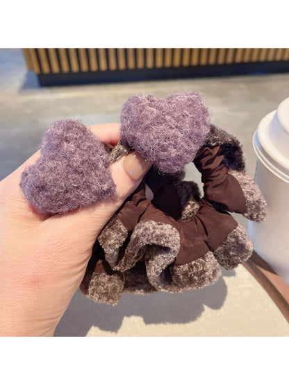 Gifty - Color Block Heart-pattern Scrunchie