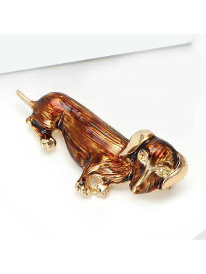 Brovia - Alloy Dog Shape Rhinestone Brooch Pin