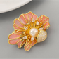 Brovia - Pink Enamel Floral Alloy Brooch Pin